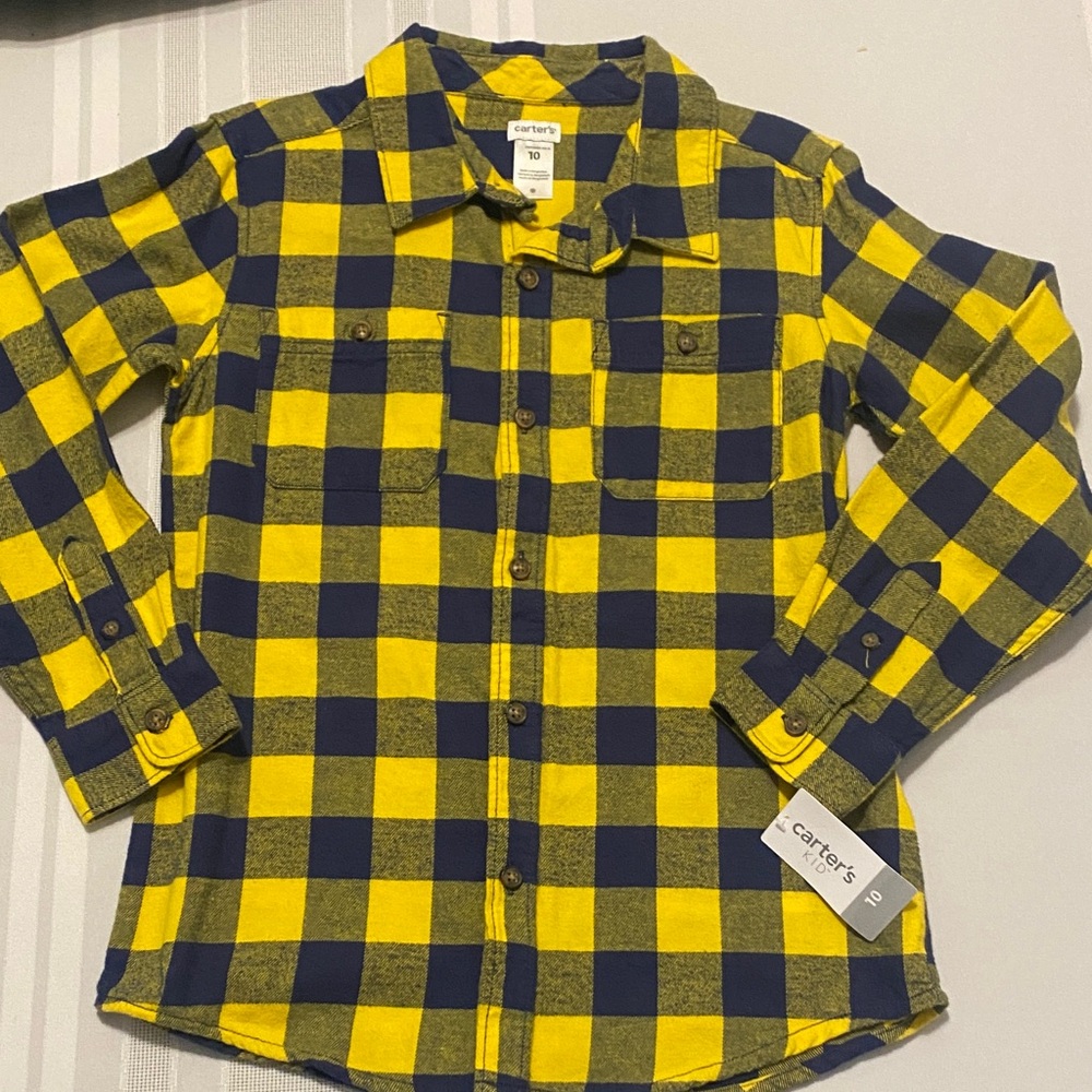 Carter's Boys Plaid Shirt in Yellow and Blue Size 10